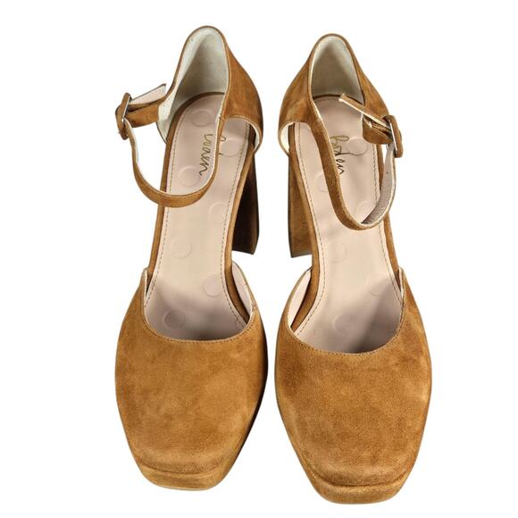 Boden Tan Suede Platform Mary Jane Heels EU 39 US 8.5 Block Heel Made in Spain - Picture 6 of 10